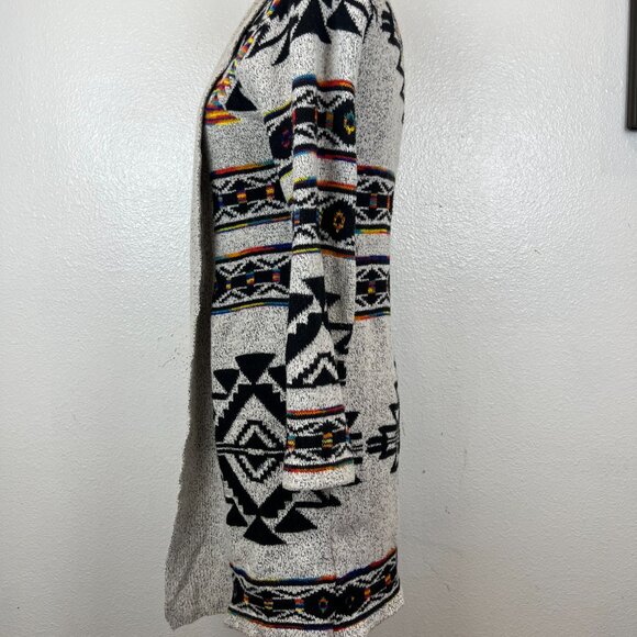Northern Angel Women Sweater Gray Aztec Southwestern Cardigan Open Front M - Picture 5 of 8